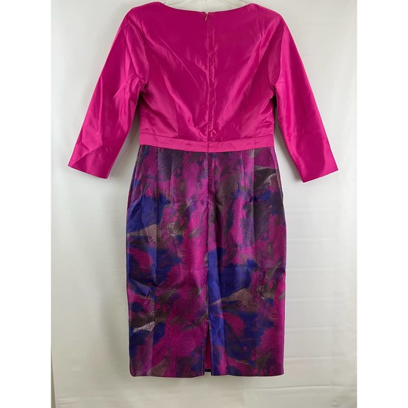 Alisa Style Dress Size M Medium Satin Pink Watercolor Floral Cocktail - Picture 3 of 4